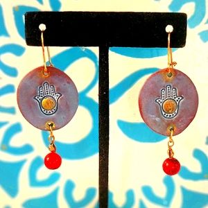 Handmade & Jasper Clay Hamsa Earrings